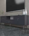 Comoda TV, Hanah Home, 1306-DROP-1, 140x45x30 cm, PAL , Antracit / Argintiu