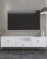 Comoda TV, Hanah Home, 1306-DROP-1, 140x45x30 cm, PAL , Alb / Argintiu