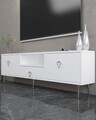 Comoda TV, Hanah Home, 1306-DROP-1, 140x45x30 cm, PAL , Alb / Argintiu