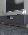 Comoda TV, Hanah Home, 1307-DROP-1, 140x45x30 cm, PAL , Antracit / Aur