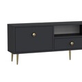 Comoda TV, Hanah Home, 1307-DROP-1, 140x45x30 cm, PAL , Antracit / Aur
