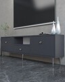 Comoda TV, Hanah Home, 1307-DROP-1, 140x45x30 cm, PAL , Antracit / Argintiu