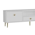 Comoda TV, Hanah Home, 1307-DROP-1, 140x45x30 cm, PAL , Alb/Auriu