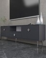Comoda TV, Hanah Home, 1308-DROP-1, 140x45x30 cm, PAL , Antracit / Argintiu