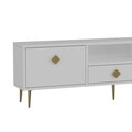 Comoda TV, Hanah Home, 1308-DROP-1, 140x45x30 cm, PAL , Alb/Auriu