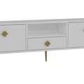 Comoda TV, Hanah Home, 1308-DROP-1, 140x45x30 cm, PAL , Alb/Auriu