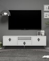 Comoda TV, Hanah Home, 1311-DROP-32, 140x45x30 cm, PAL , White / Black / Silver