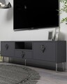 Comoda TV, Hanah Home, 1313-DROP-32, 140x45x30 cm, PAL , Antracit / Argintiu