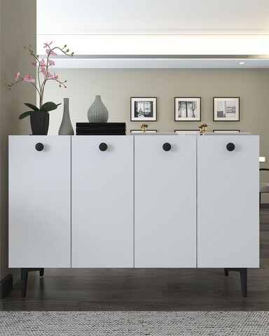 Consola, Hanah Home, Betty, 120x80x29.6 cm, PAL , Alb/Negru