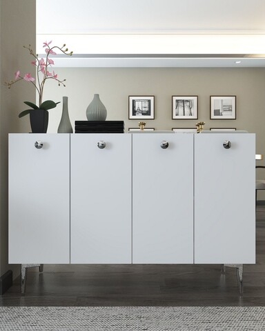 Consola, Hanah Home, Betty, 120x80x29.6 cm, PAL , Alb / Argintiu