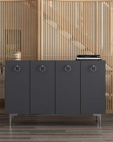 Consola, Hanah Home, Efes, 120x80x29.6 cm, PAL , Antracit / Argintiu