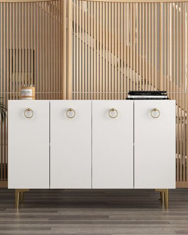Consola, Hanah Home, Efes, 120x80x29.6 cm, PAL , Alb/Auriu
