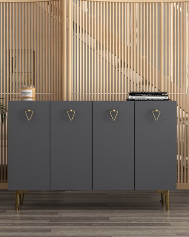 Consola, Hanah Home, Leyla, 120x80x29.6 cm, PAL , Antracit / Aur