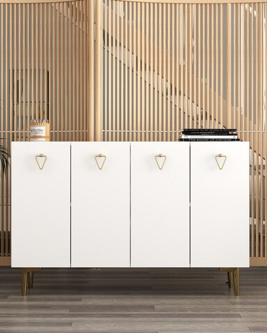 Consola, Hanah Home, Leyla, 120x80x29.6 cm, PAL , Alb/Auriu