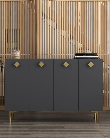 Consola, Hanah Home, More, 120x80x29.6 cm, PAL , Antracit / Aur