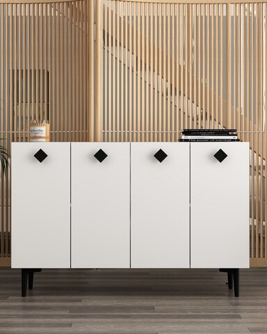 Consola, Hanah Home, More, 120x80x29.6 cm, PAL , Alb/Negru