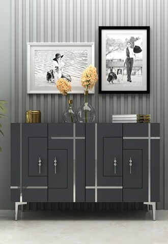 Consola, Hanah Home, Sina, 120x80x29.6 cm, PAL , Antracit / Argintiu