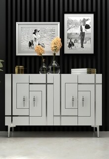 120x80x29.6 cm, Alb;Argintiu