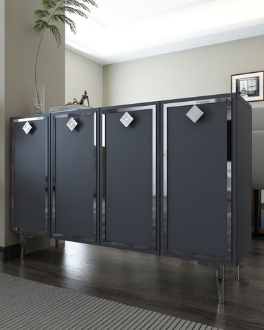 Consola, Hanah Home, 8159KM-1, 120x75x29.6 cm, PAL , Antracit / Argintiu