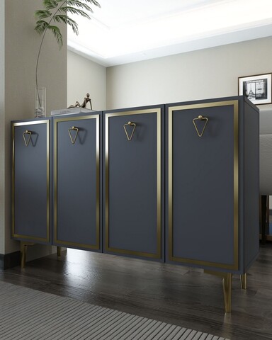 Consola, Hanah Home, 8160KM-1, 120x75x29.6 cm, PAL , Antracit / Aur