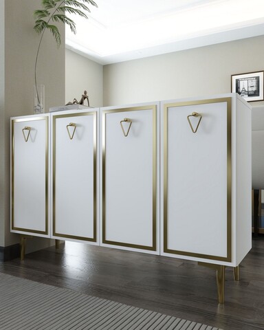 Consola, Hanah Home, 8160KM-1, 120x75x29.6 cm, PAL , Alb/Auriu