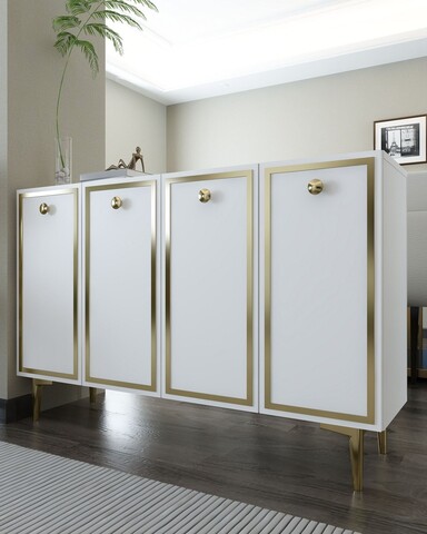 Consola, Hanah Home, 8161KM-1, 120x75x29.6 cm, PAL , Alb/Auriu