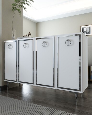 Consola, Hanah Home, 8162KM-1, 120x75x29.6 cm, PAL , Alb / Argintiu