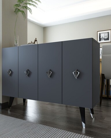 Consola, Hanah Home, 8163KM-32, 120x80x29.6 cm, PAL , Antracit / Argintiu