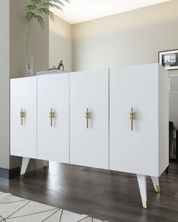 120x80x29.6 cm, Alb;Auriu