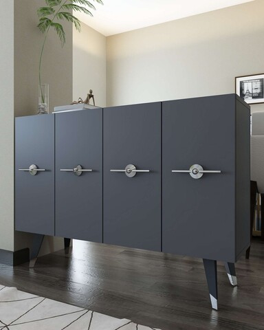 Consola, Hanah Home, 8169KM-32, 120x80x29.6 cm, PAL , Antracit / Argintiu