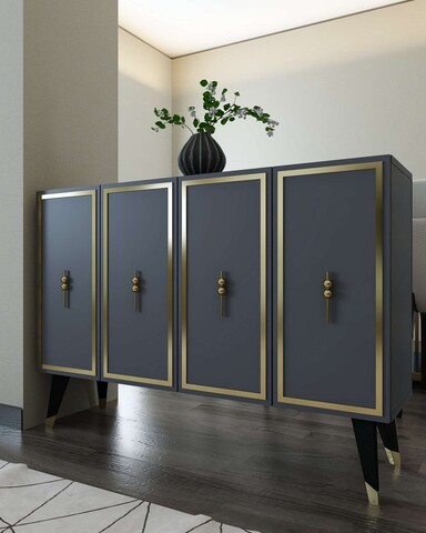 Consola, Hanah Home, 8172KM-32, 120x80x29.6 cm, PAL , Antracit / Aur