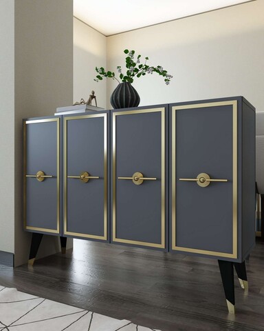 Consola, Hanah Home, 8174KM-32, 120x80x29.6 cm, PAL , Antracit / Aur