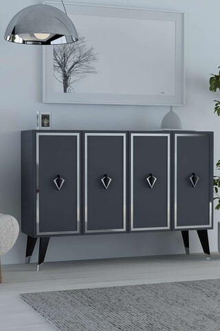 Consola, Hanah Home, 8175KM-32, 120x80x29.6 cm, PAL , Anthracite / Black / Silver
