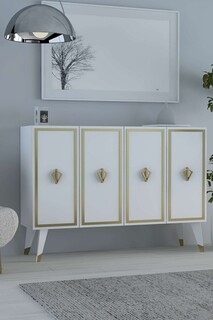 120x80x29.6 cm, Alb;Auriu