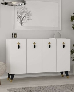 120x80x29.6 cm, Alb;Auriu