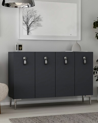 Consola, Hanah Home, 8181KM-64, 120x75x29.6 cm, PAL , Antracit / Argintiu