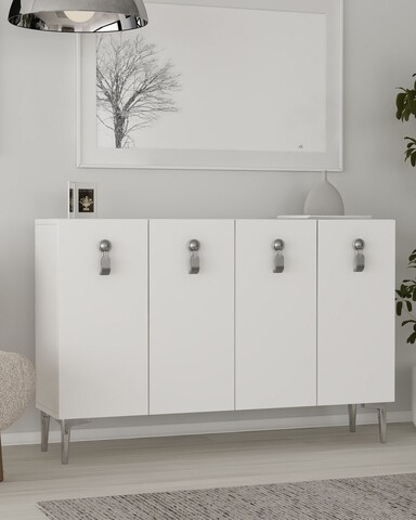 Consola, Hanah Home, 8181KM-64, 120x75x29.6 cm, PAL , Alb / Argintiu