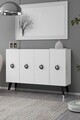Consola, Hanah Home, 8183KM-32, 120x80x29.6 cm, PAL , White / Black / Silver