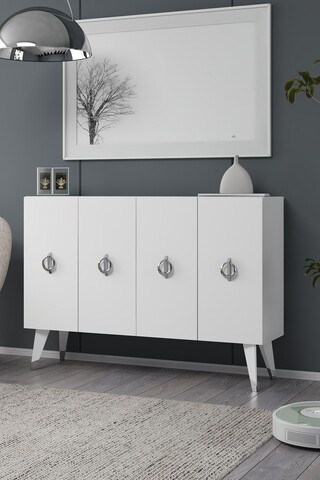 Consola, Hanah Home, 8185KM-32, 120x80x29.6 cm, PAL , Alb / Argintiu