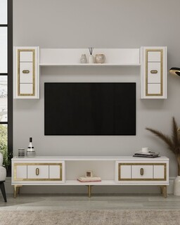 150x44.6x29.6 cm, Alb;Auriu