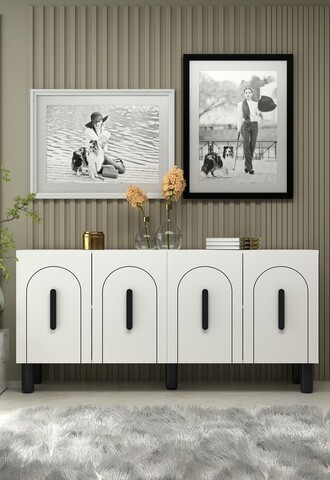 Consola, Hanah Home, Yosun, 150x75x35 cm, PAL , Alb/Negru