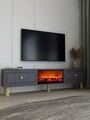 Comoda TV, Hanah Home, Dario Bohem Fireplace, 150x44.6x29.6 cm, PAL , Antracit