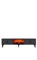 Comoda TV, Hanah Home, Weny Bohem Fireplace, 150x44.6x29.6 cm, PAL , Antracit