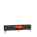 Comoda TV, Hanah Home, Orion Fireplace, 150x44.6x29.6 cm, PAL , Antracit / Aur
