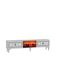 Comoda TV, Hanah Home, Orion Fireplace, 150x44.6x29.6 cm, PAL , Alb / Argintiu