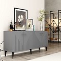 Consola, Hanah Home, Meda, 150x79x40 cm, PAL , Antracit / Argintiu