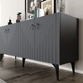 Consola, Hanah Home, Meda, 150x79x40 cm, PAL , Antracit / Argintiu