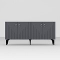 Consola, Hanah Home, Meda, 150x79x40 cm, PAL , Antracit / Argintiu