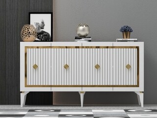 150x79x40 cm, Alb;Auriu