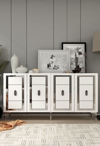 Consola, Hanah Home, Orion, 150x75x35 cm, PAL , Alb / Argintiu